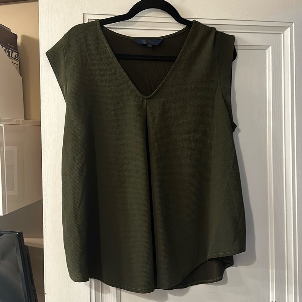 Rachel Roy Dark Green V Neck Blouse